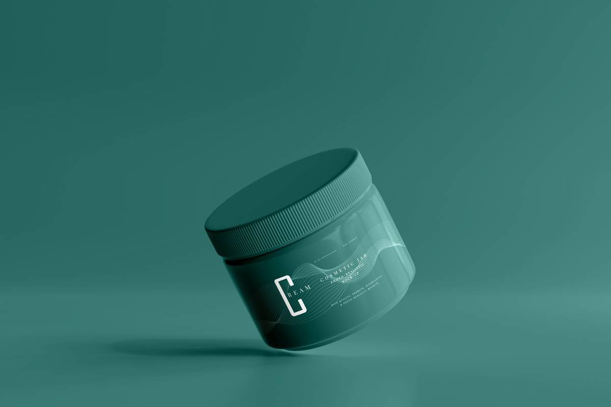 Close-up of styling balm jar with textured hair swatch showing natural separation